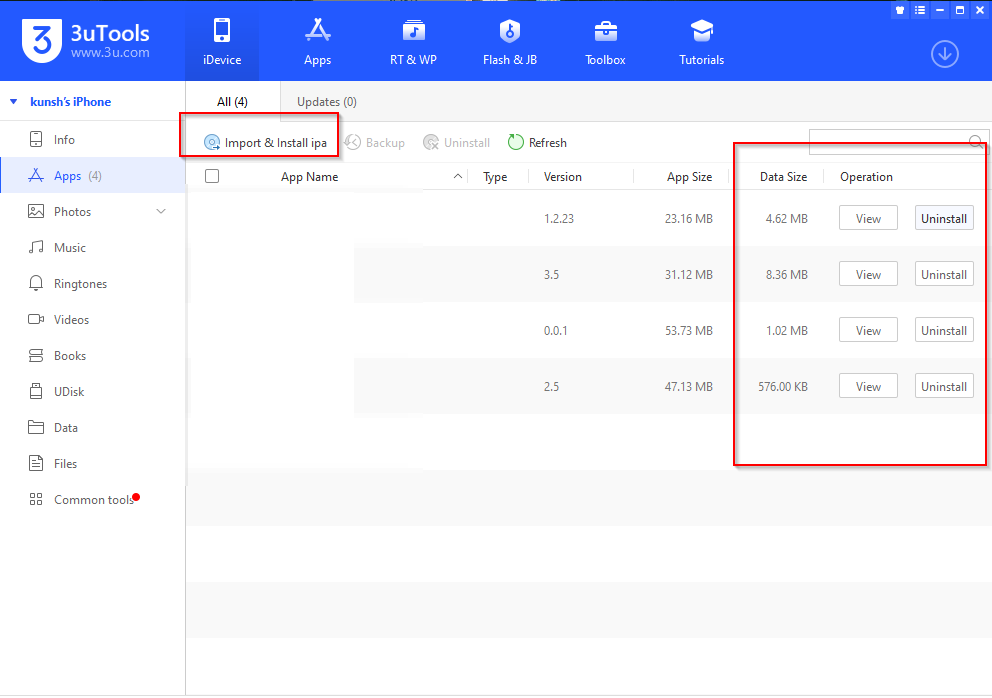 Install ipa file via 3utool